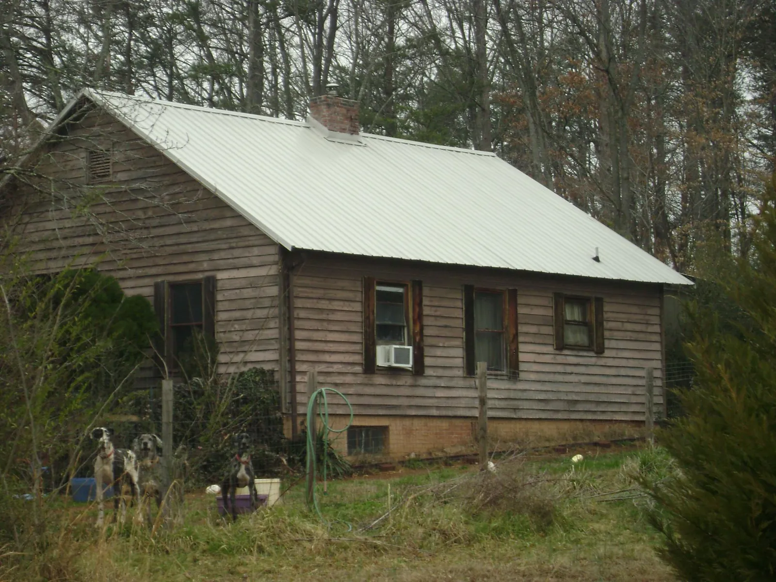 White metal roof on an old wood sided farmhouse, from a Asphalt Shingle Roof Repair job in Middlesboro